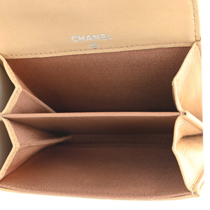 Chanel Lambskin Quilted Flap Card Holder Wallet Beige 5 of 12