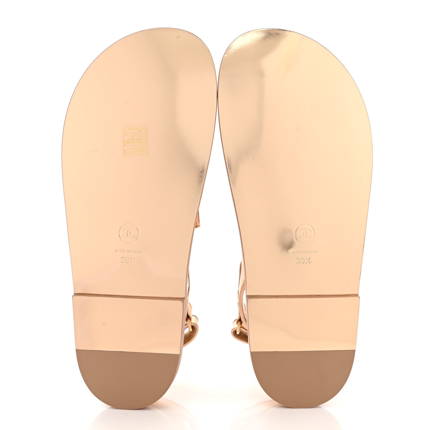 Chanel Metallic Laminated Calfskin Velcro Dad Sandals 39.5 Golden 5 of 9
