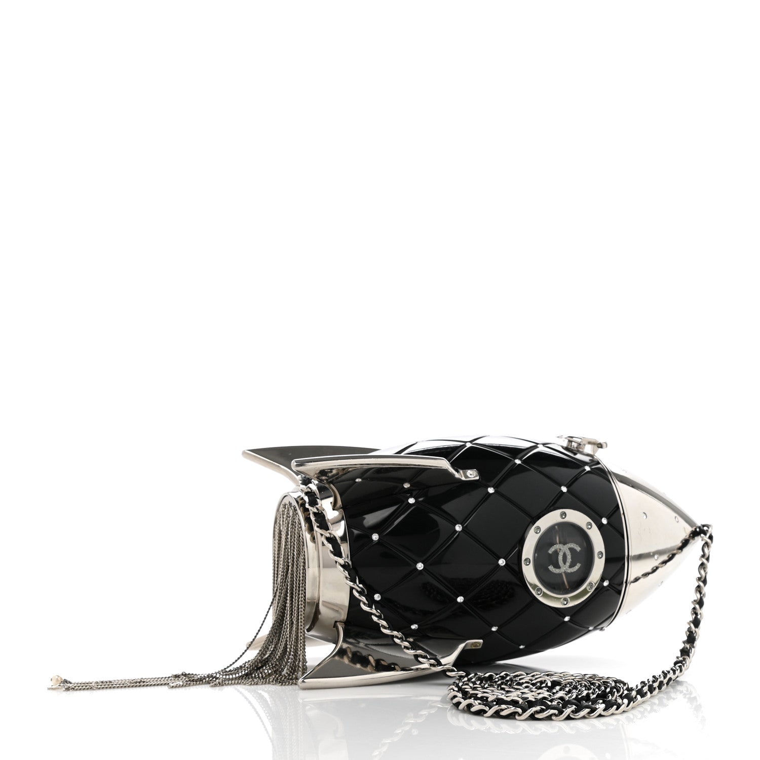Chanel Plexiglass Crystal Rocket Ship Minaudière Clutch Black 3 of 6