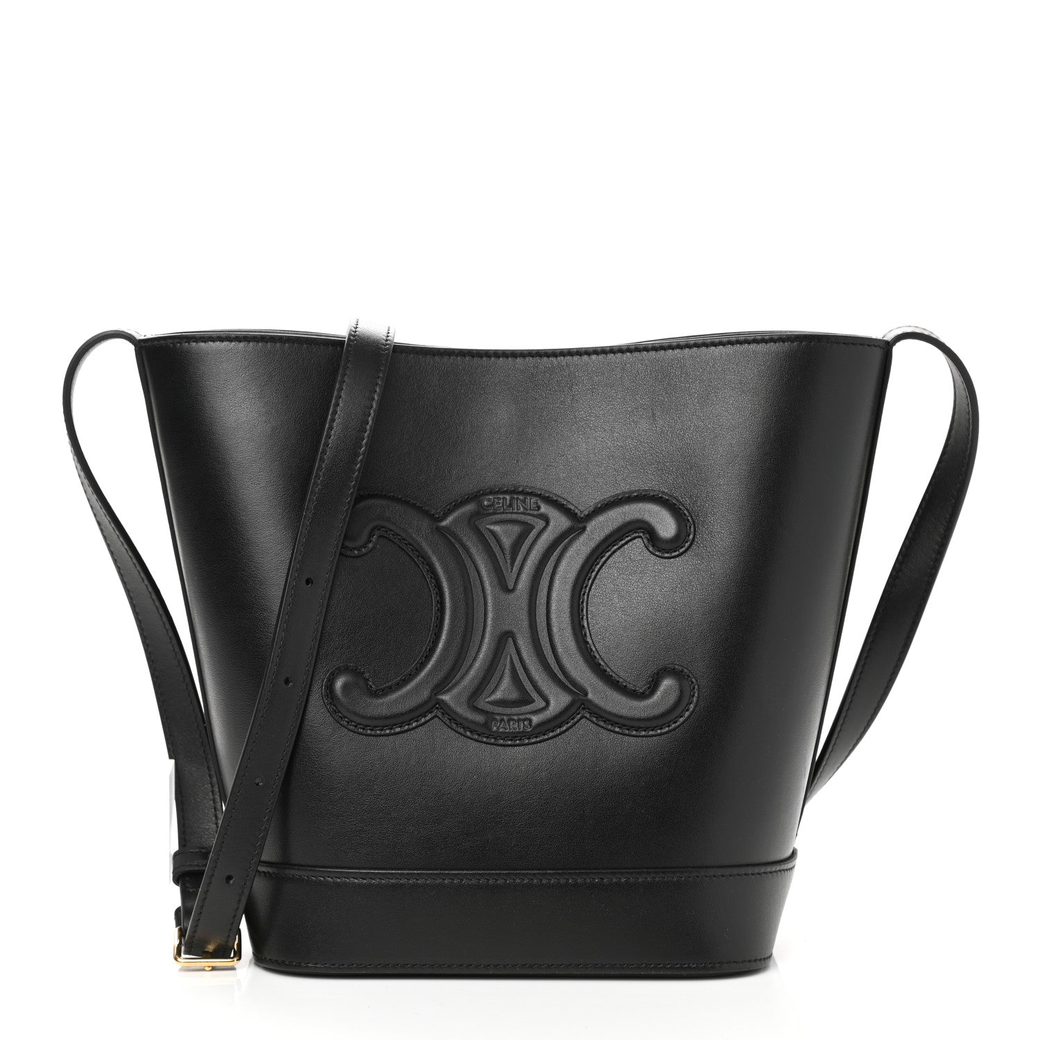 Celine Smooth Calfskin Triomphe Small Bucket Bag Black 1 of 10