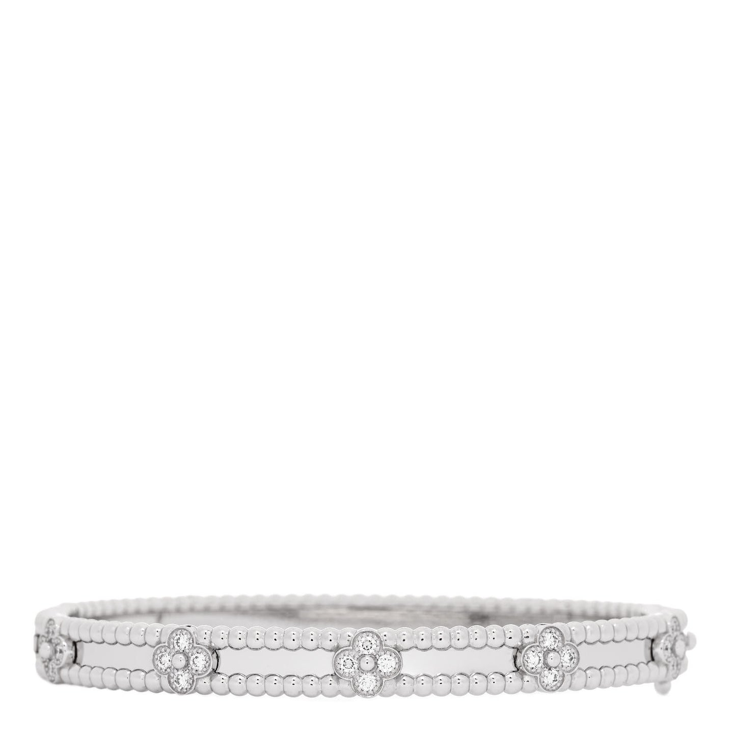 18K White Gold Diamond Perlee Sweet Clovers Bracelet S