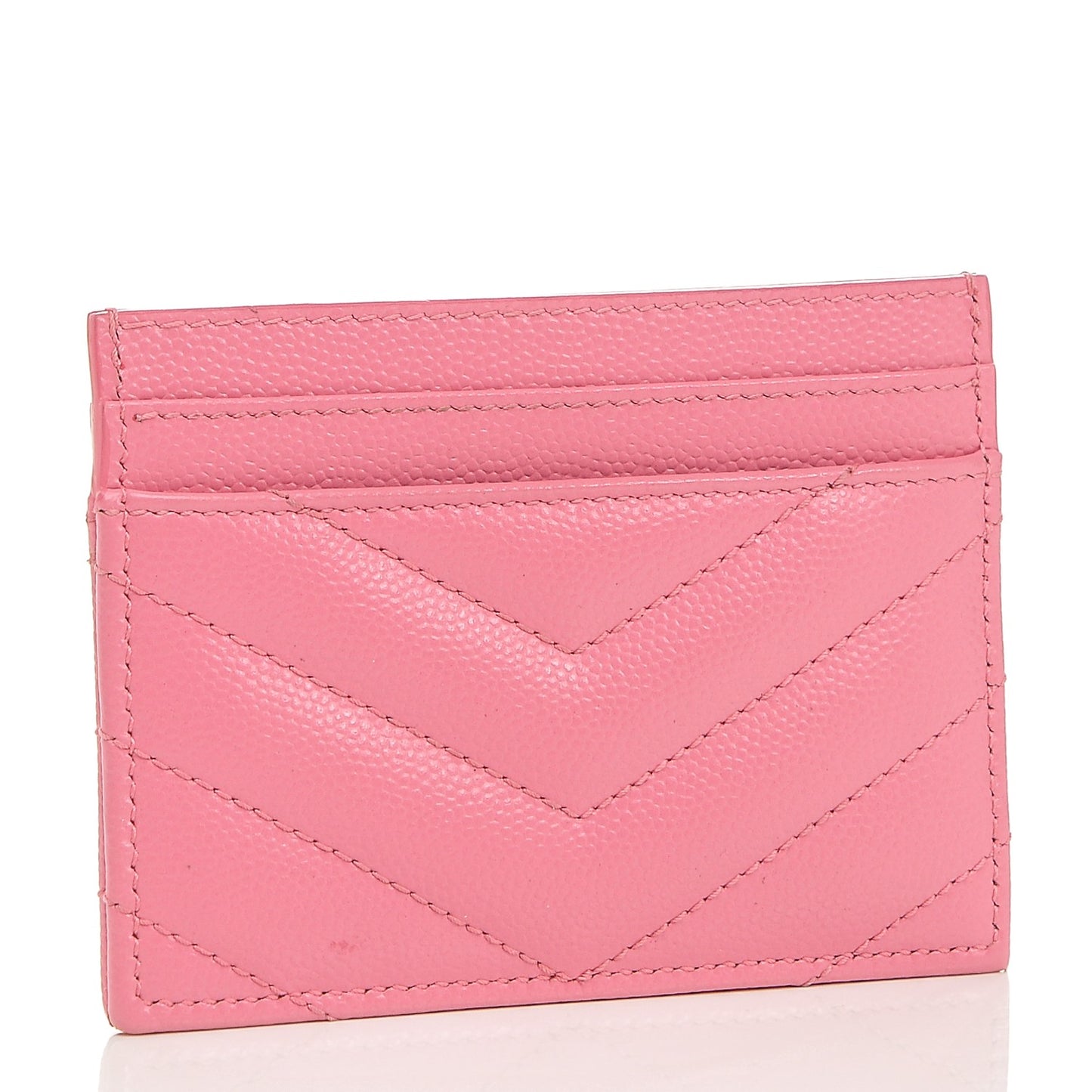 Grain De Poudre Matelasse Chevron Monogram Credit Card Case Pink