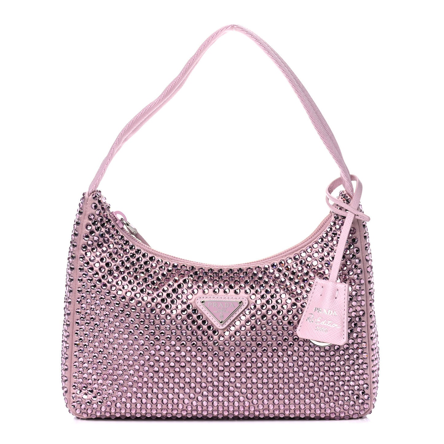 Satin Crystal Mini Re-Edition 2000 Bag Alabastro