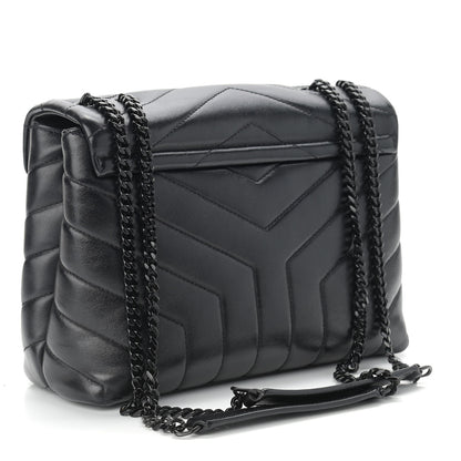 Saint Laurent Calfskin Y Quilted Monogram Small Loulou Chain Satchel Black 3 of 9