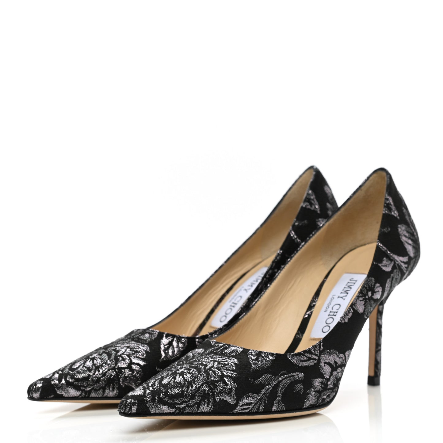 Floral Brocade Pointy Toe Love 85 Pumps 36.5 Black Steel