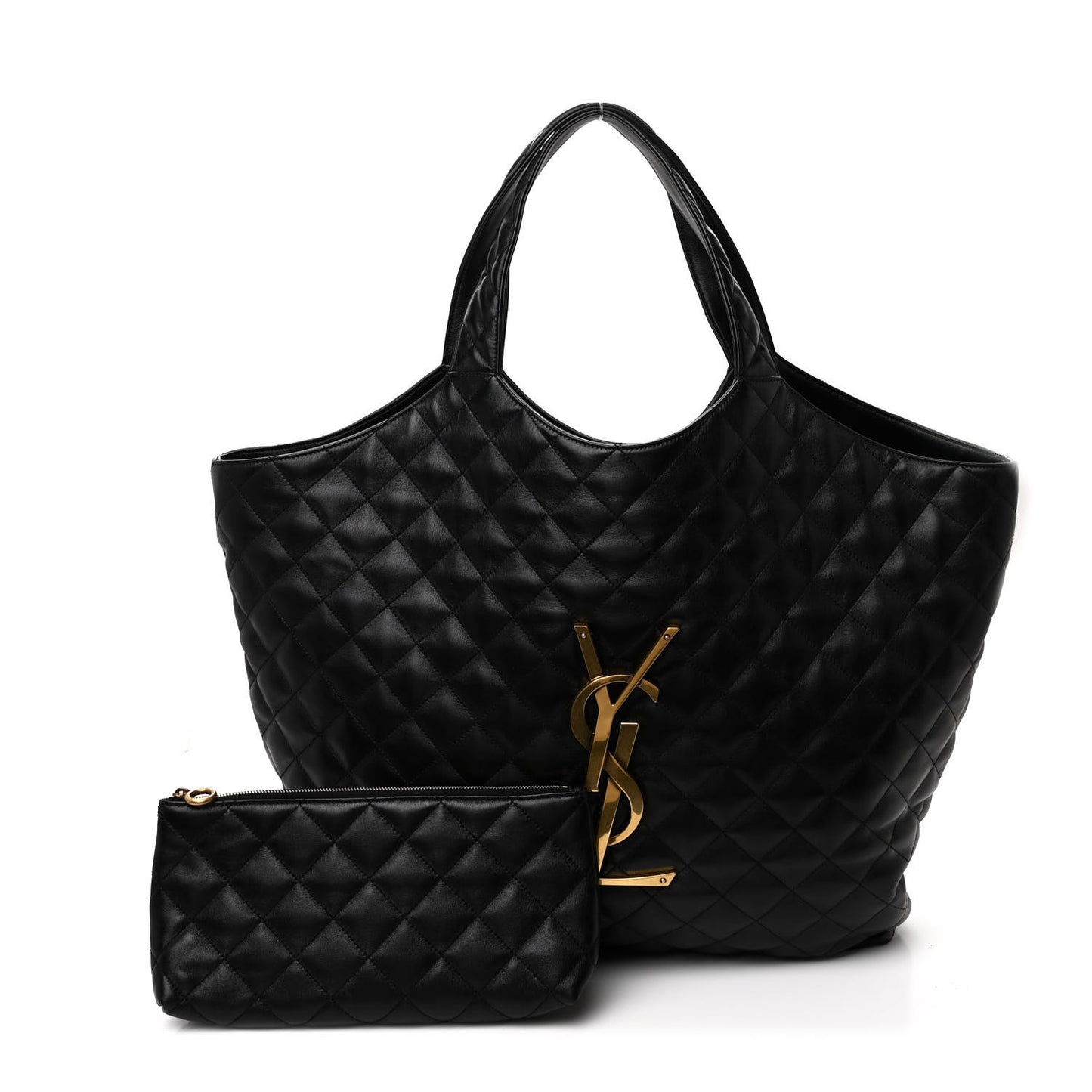 Lambskin Quilted Maxi Icare Shopping Tote Black