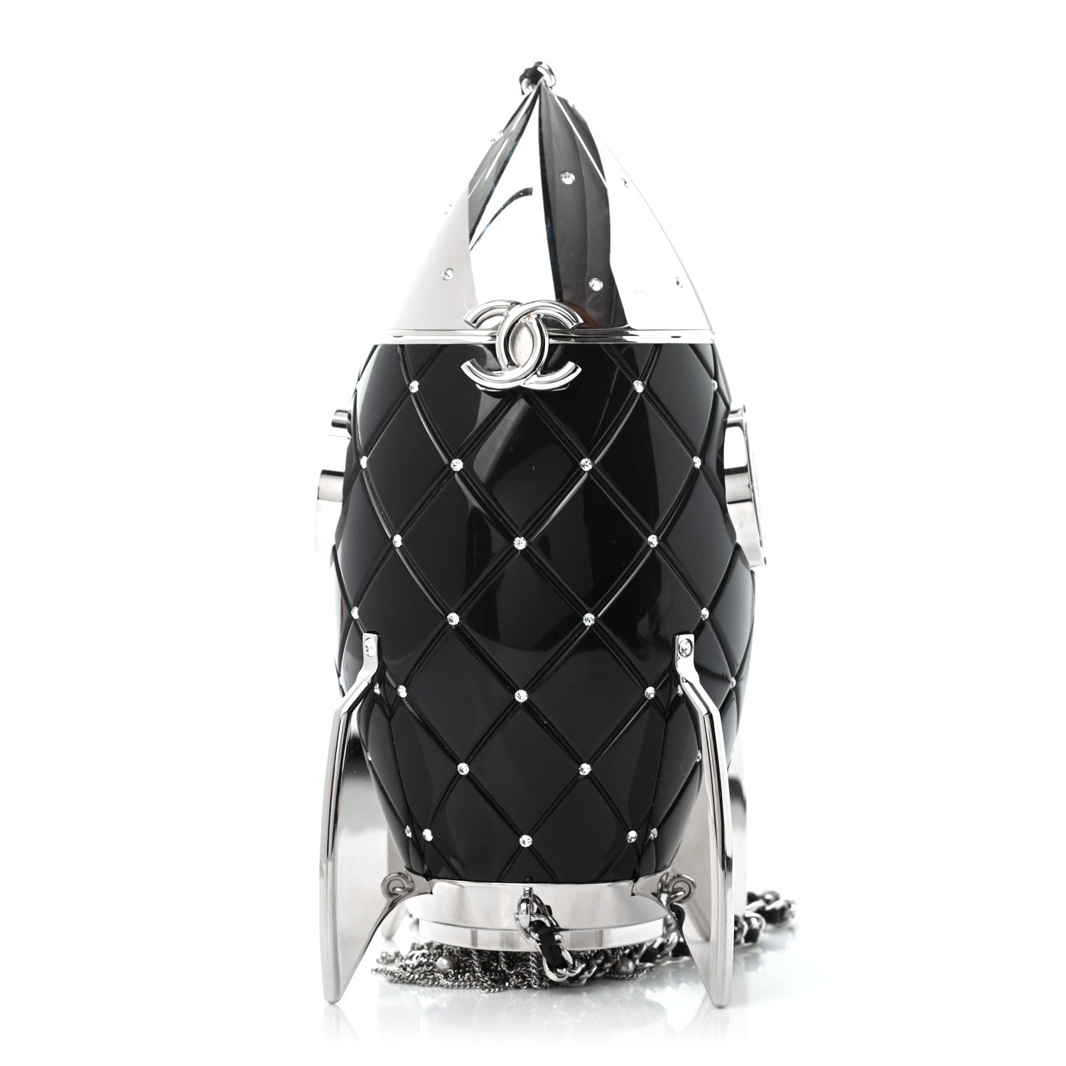 Chanel Plexiglass Crystal Rocket Ship Minaudière Clutch Black 5 of 8