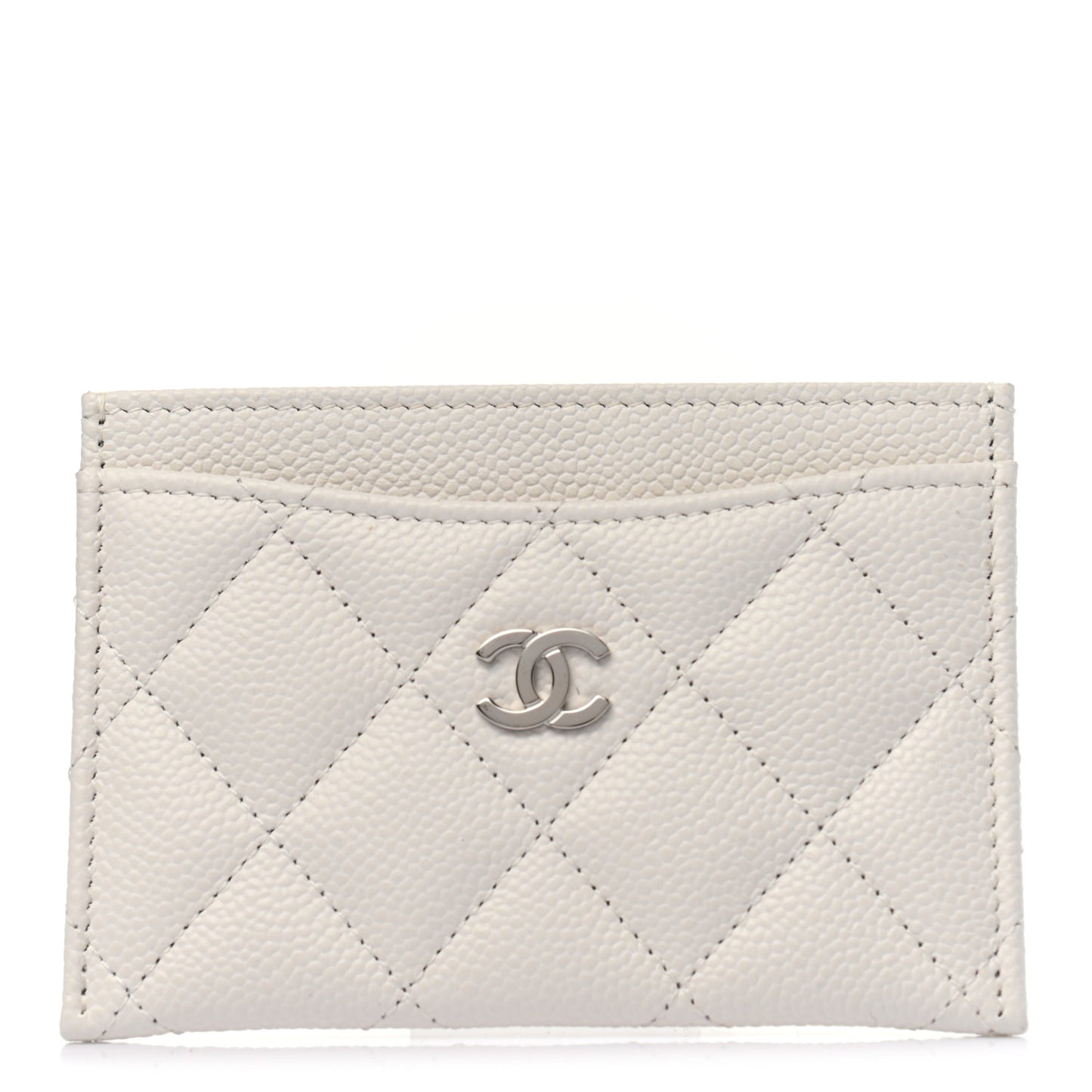 Caviar Quilted Card Holder White