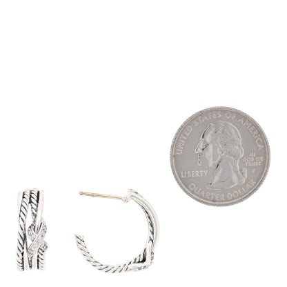 David Yurman Sterling Silver Diamond Crossover X Earrings 2 of 5