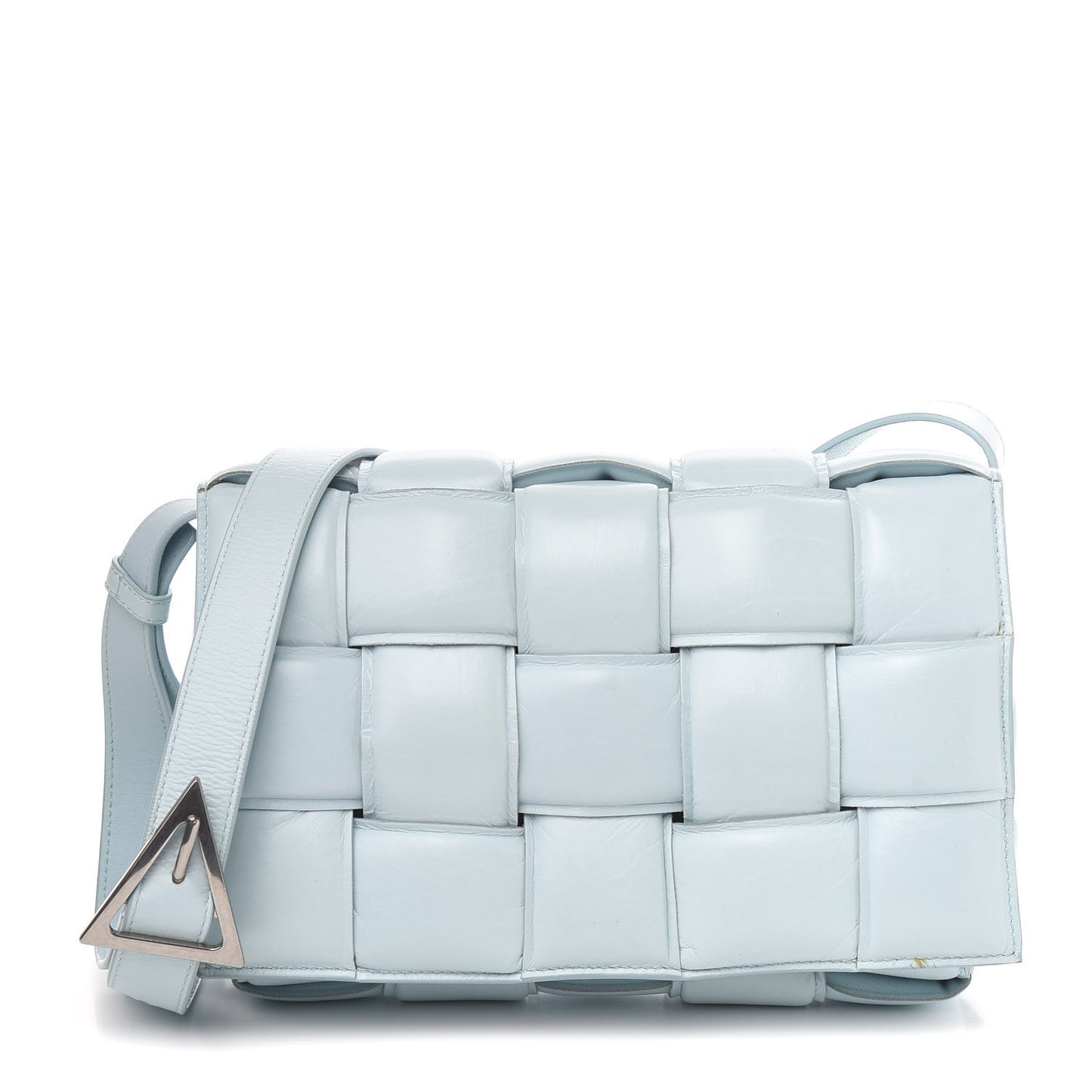 Paper Calfskin Maxi Intreccio Padded Cassette Crossbody Bag Ice
