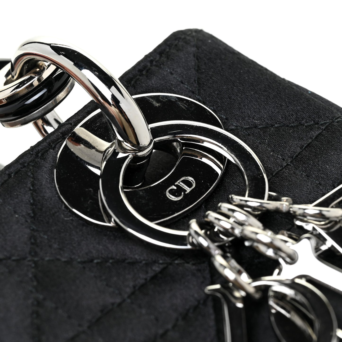 Satin Patent Cannage Mini Lady Dior Black