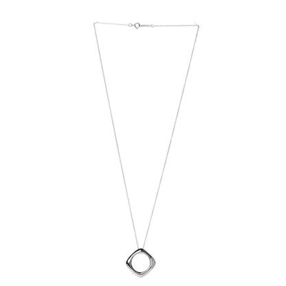 Tiffany 18K White Gold Diamond Square Pendant Necklace 3 of 9