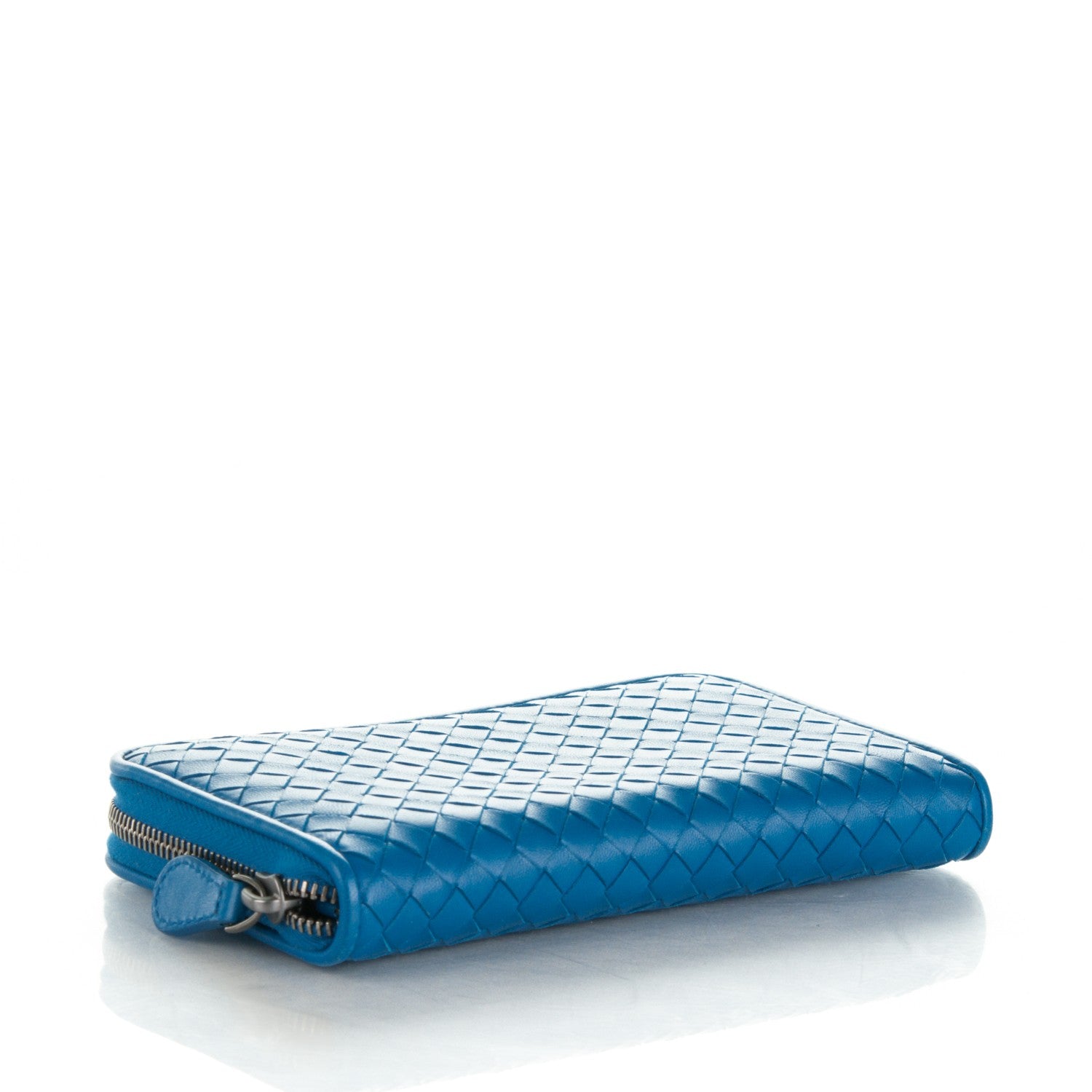 Bottega Veneta Nappa Intrecciato Zip Around Wallet Blue 4 of 8