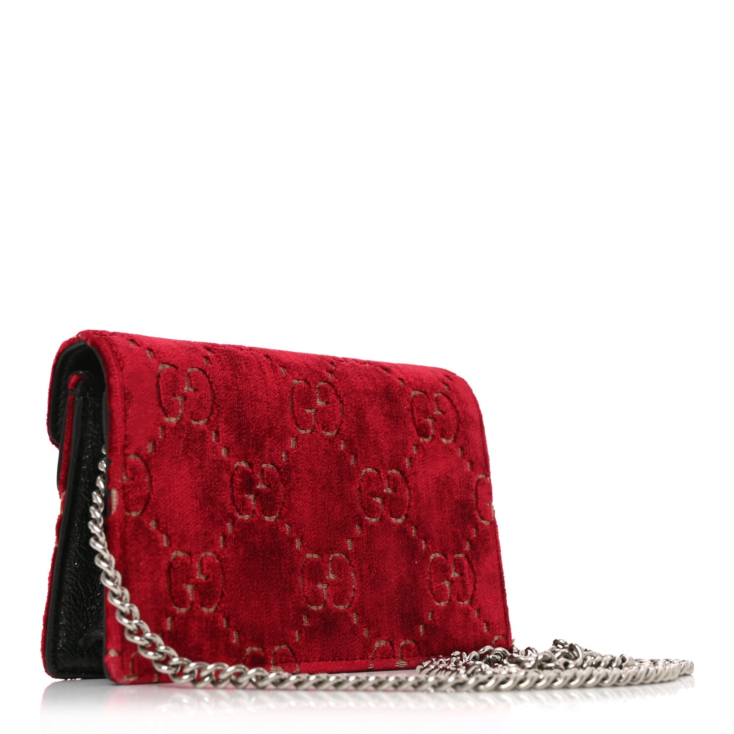 Velvet GG Monogram Super Mini Dionysus Shoulder Bag Red Cipria Black