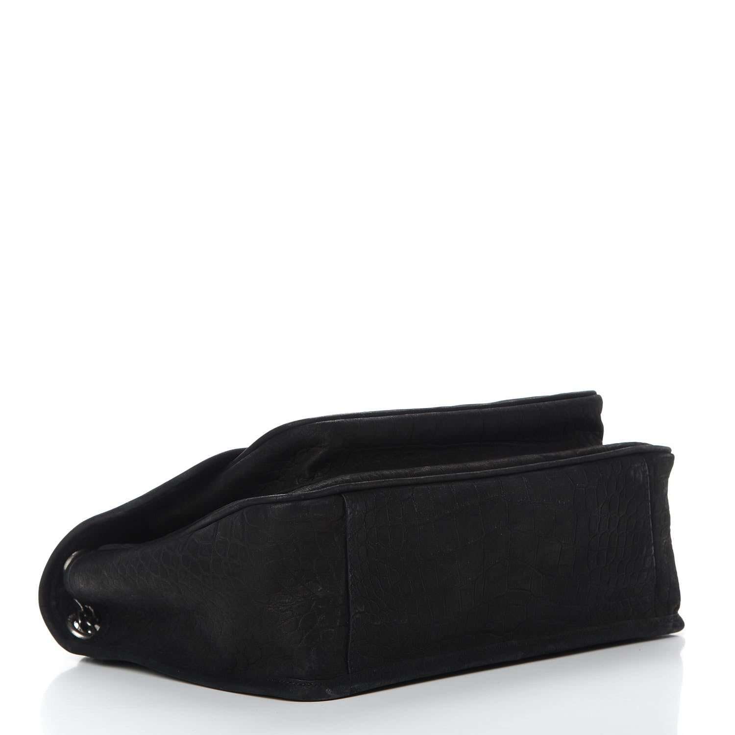Saint Laurent Nubuck Crocodile Embossed Monogram Medium Niki Chain Satchel Black 5 of 14