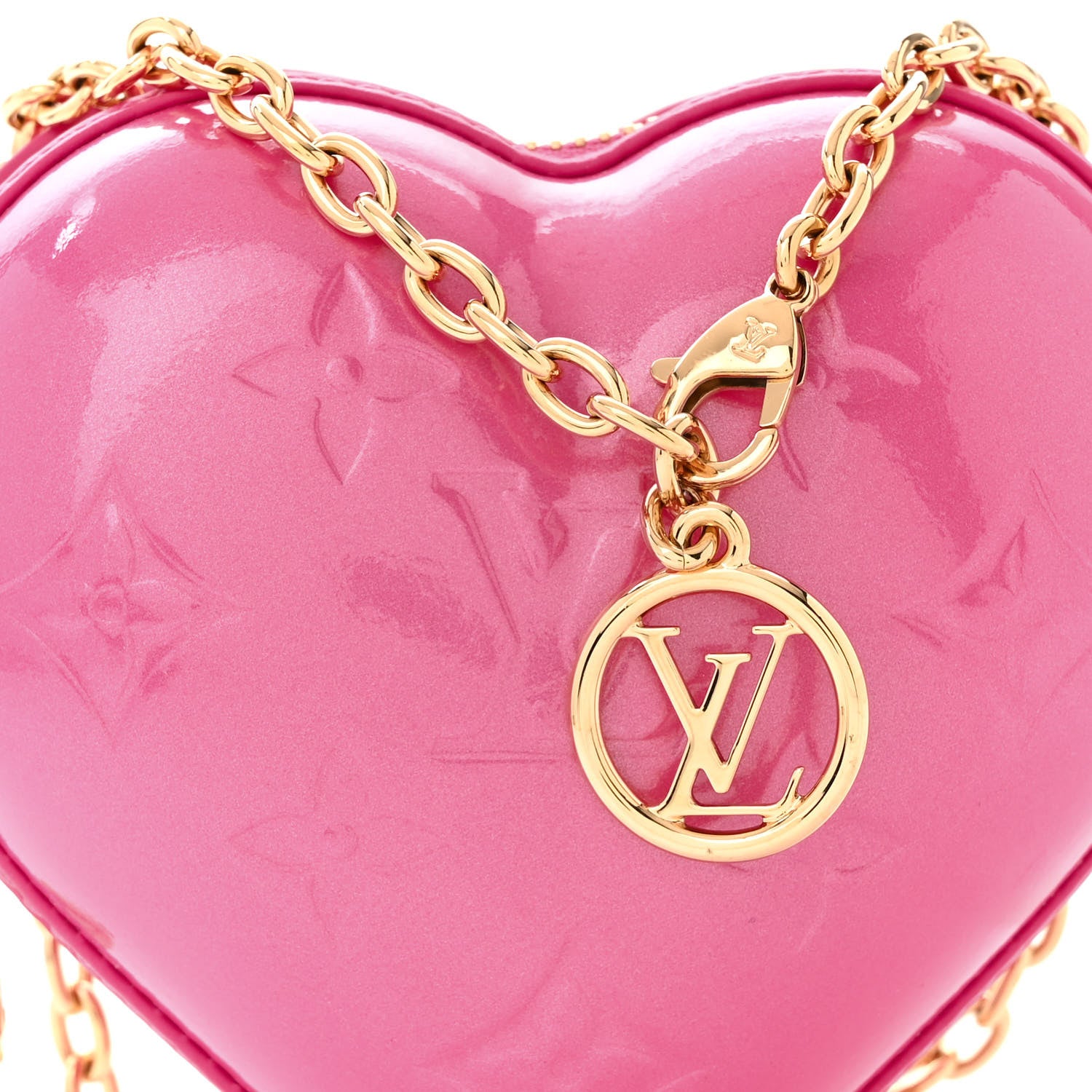 Louis Vuitton Vernis Keep My Heart Chain Bag Neon Pink 7 of 9