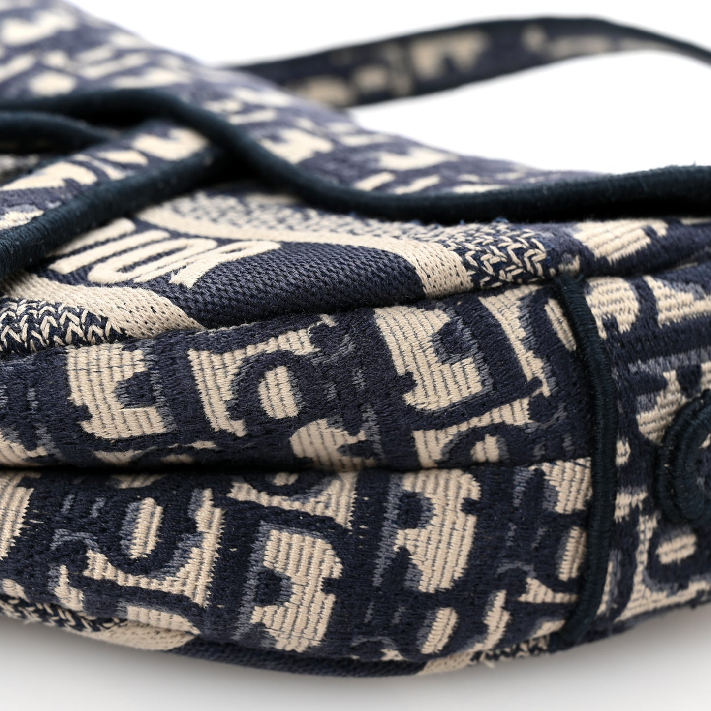 Oblique Embroidered Saddle Bag Blue