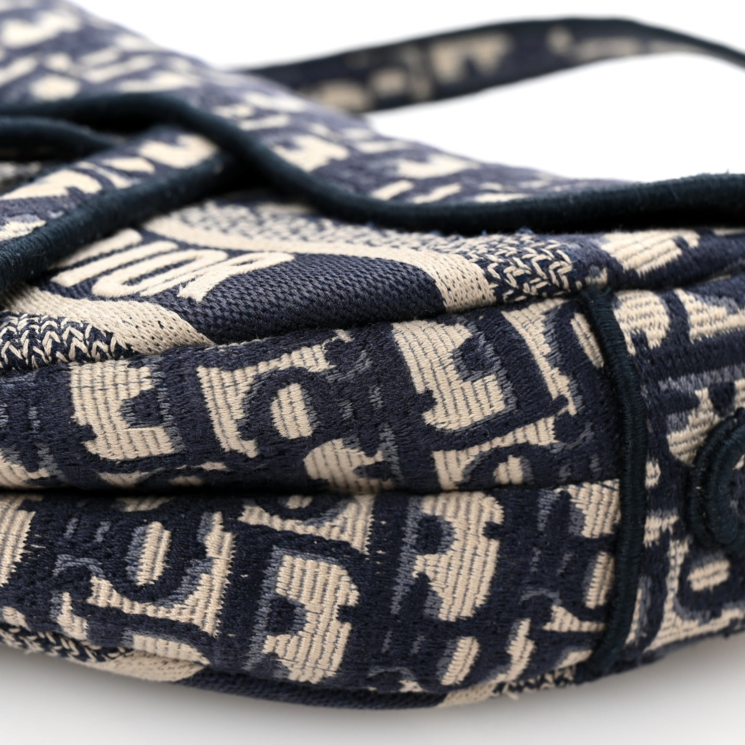 Christian Dior Oblique Embroidered Saddle Bag Blue 10 of 10