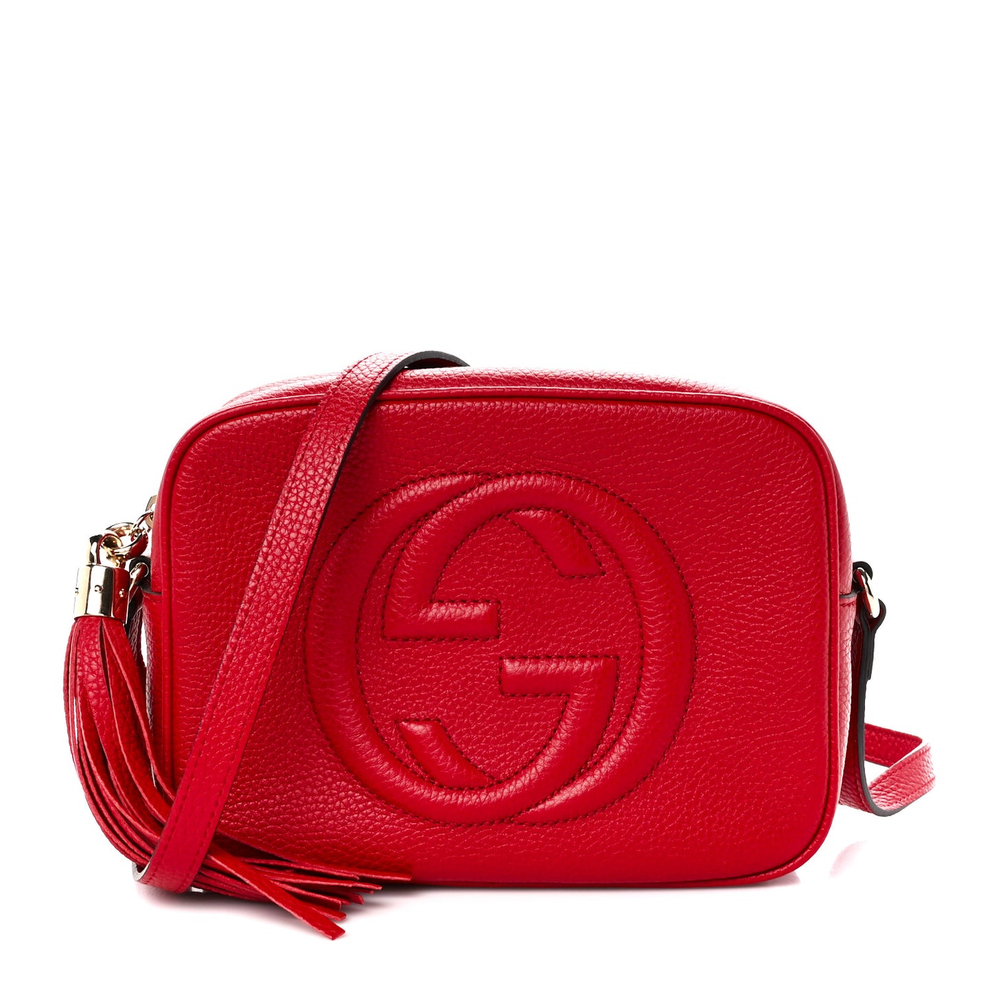 Pebbled Calfskin Small Soho Disco Bag Vibrant Red