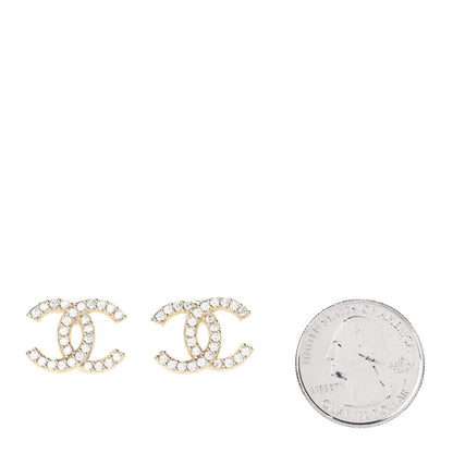 Chanel Crystal CC Earrings Gold 2 of 4