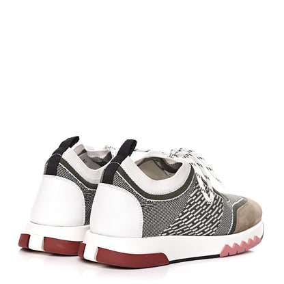 Hermes Knit Goatskin Womens Addict Sneakers 35 Vert The Imperial White 4 of 8