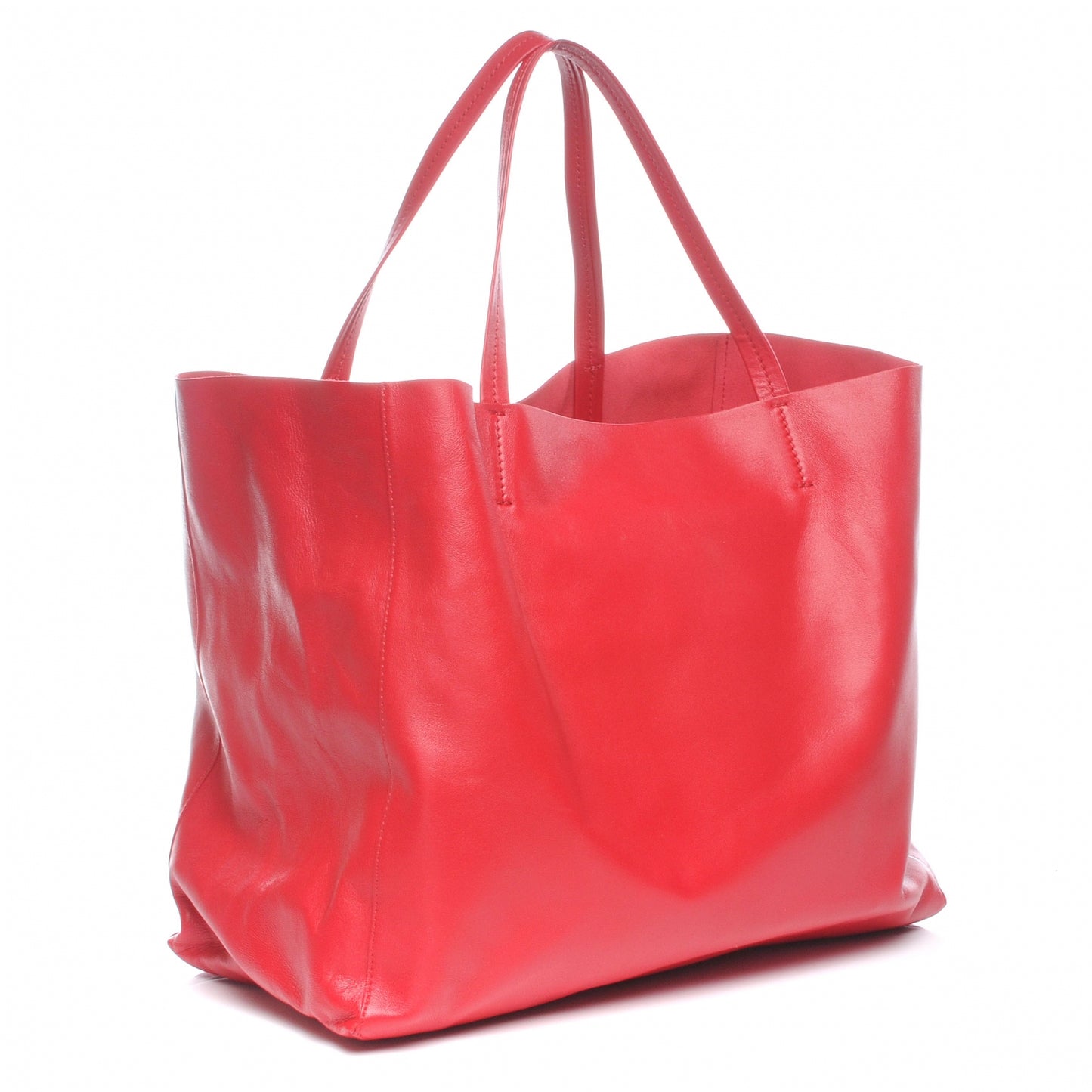Leather Cabas Horizontal Tote Red