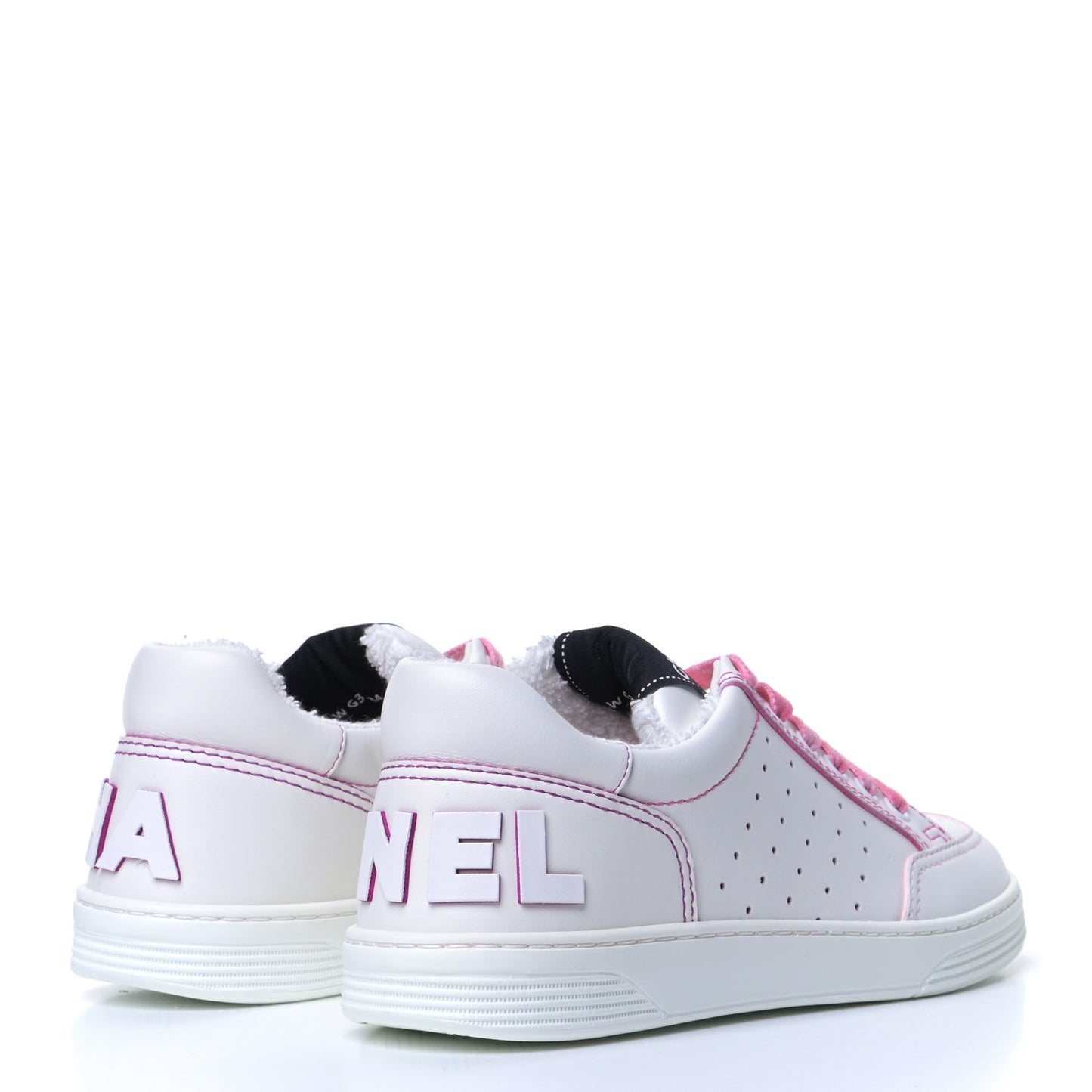 Calfskin Womens Logo Sneakers 36 White Pink