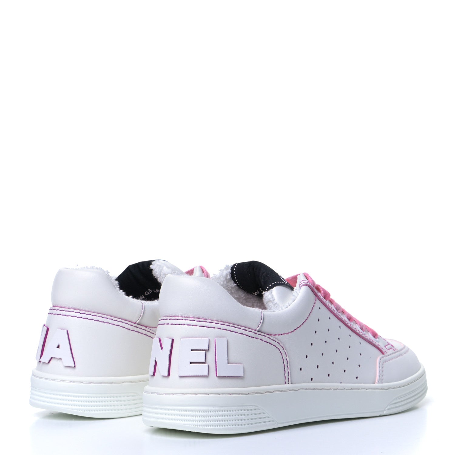 Chanel Calfskin Womens Logo Sneakers 36 White Pink 3 of 8