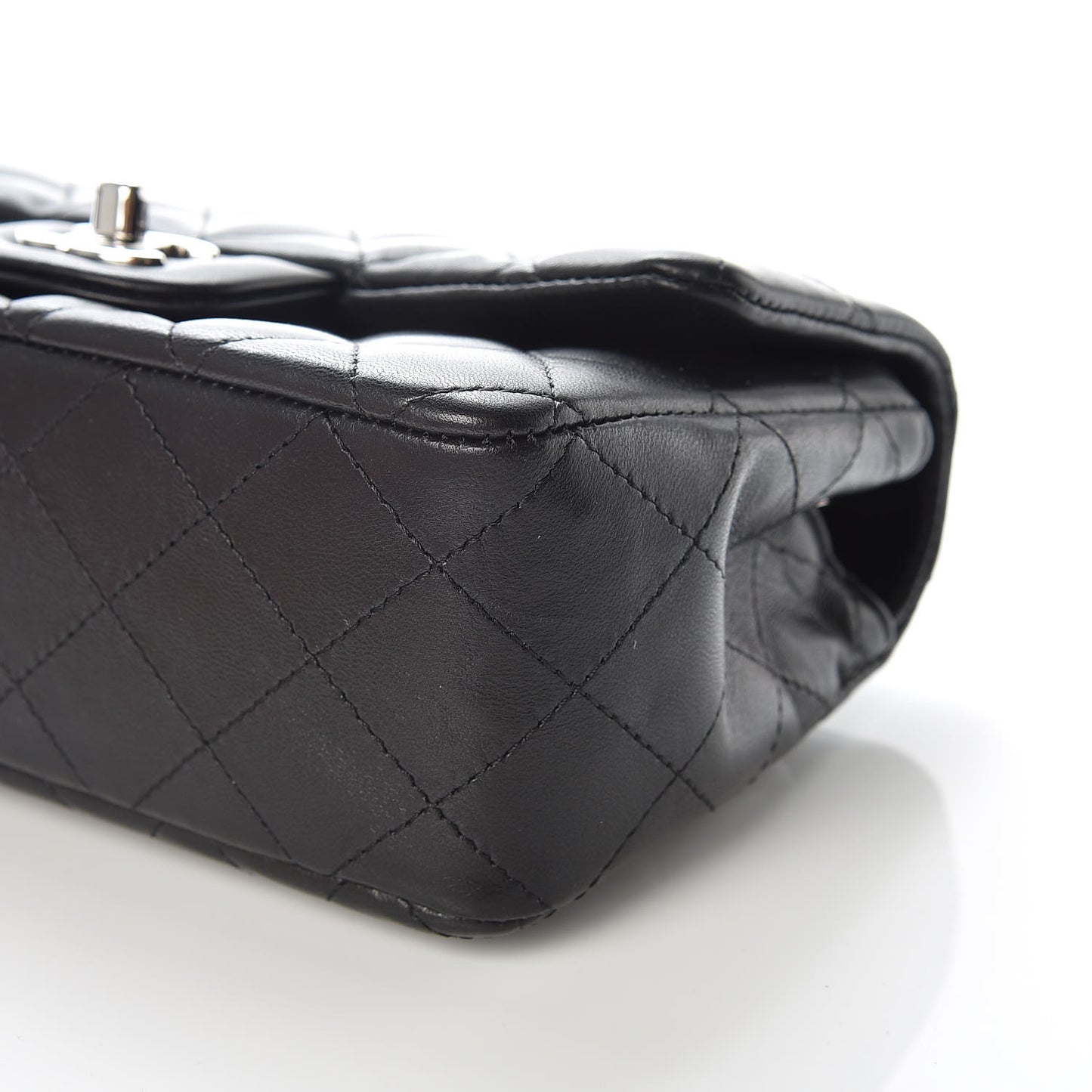 Lambskin Quilted Mini Rectangular Flap Black
