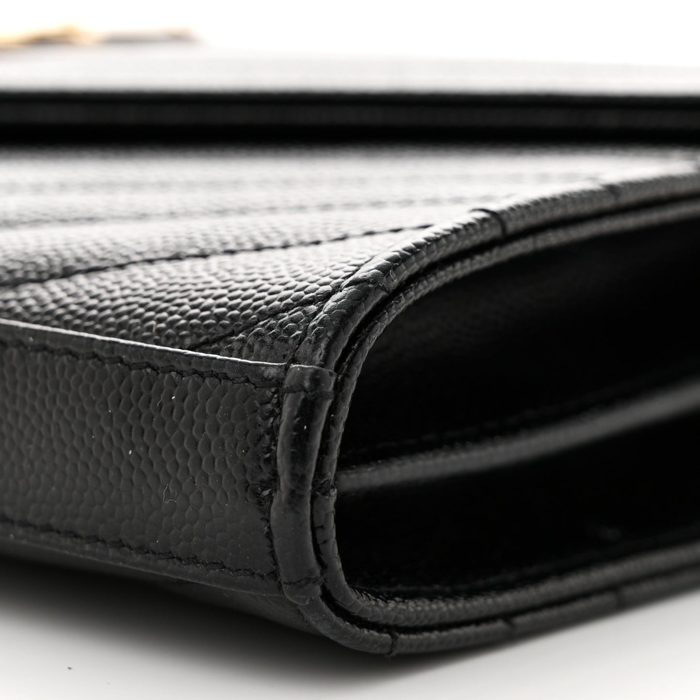 Grain De Poudre Matelasse Chevron Monogram Chain Wallet Black
