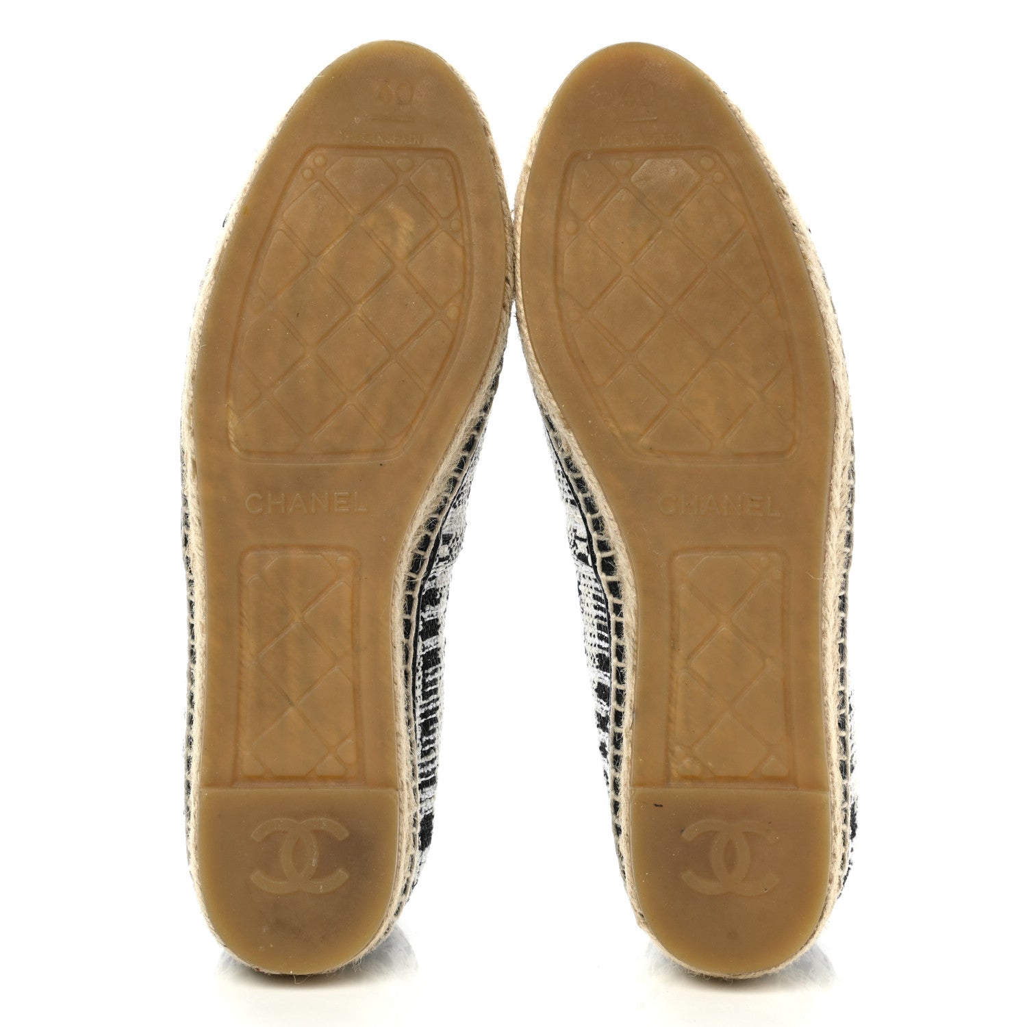 Chanel Tweed Lambskin CC Espadrilles 40 Ivory Grey Black 5 of 11