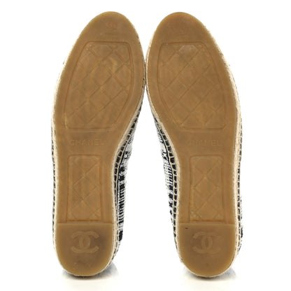 Chanel Tweed Lambskin CC Espadrilles 40 Ivory Grey Black 5 of 11