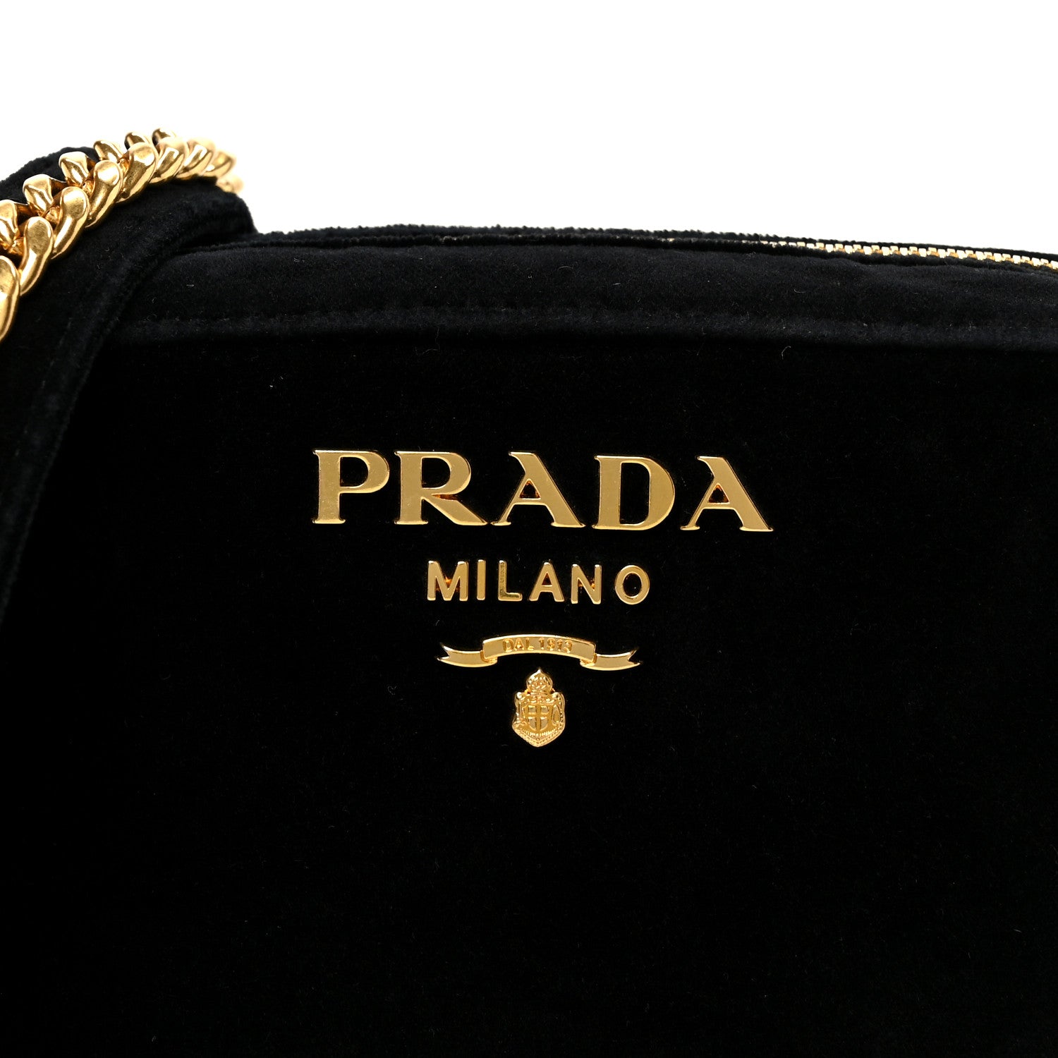 Prada Velluto Zip Top Chain Shoulder Bag Black 8 of 10