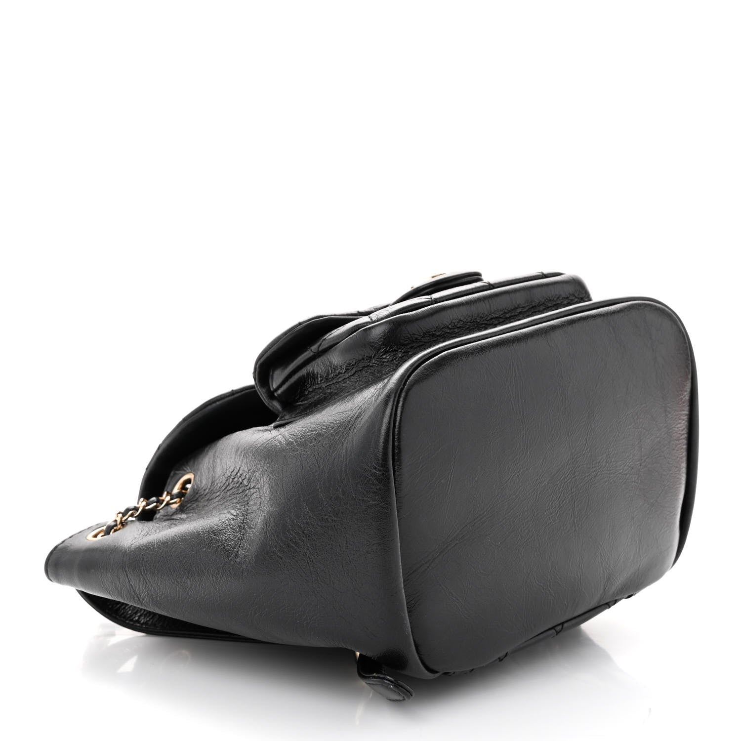 Chanel Glazed Aged Calfskin Quilted Small Duma Drawstring Backpack Black 4 of 10