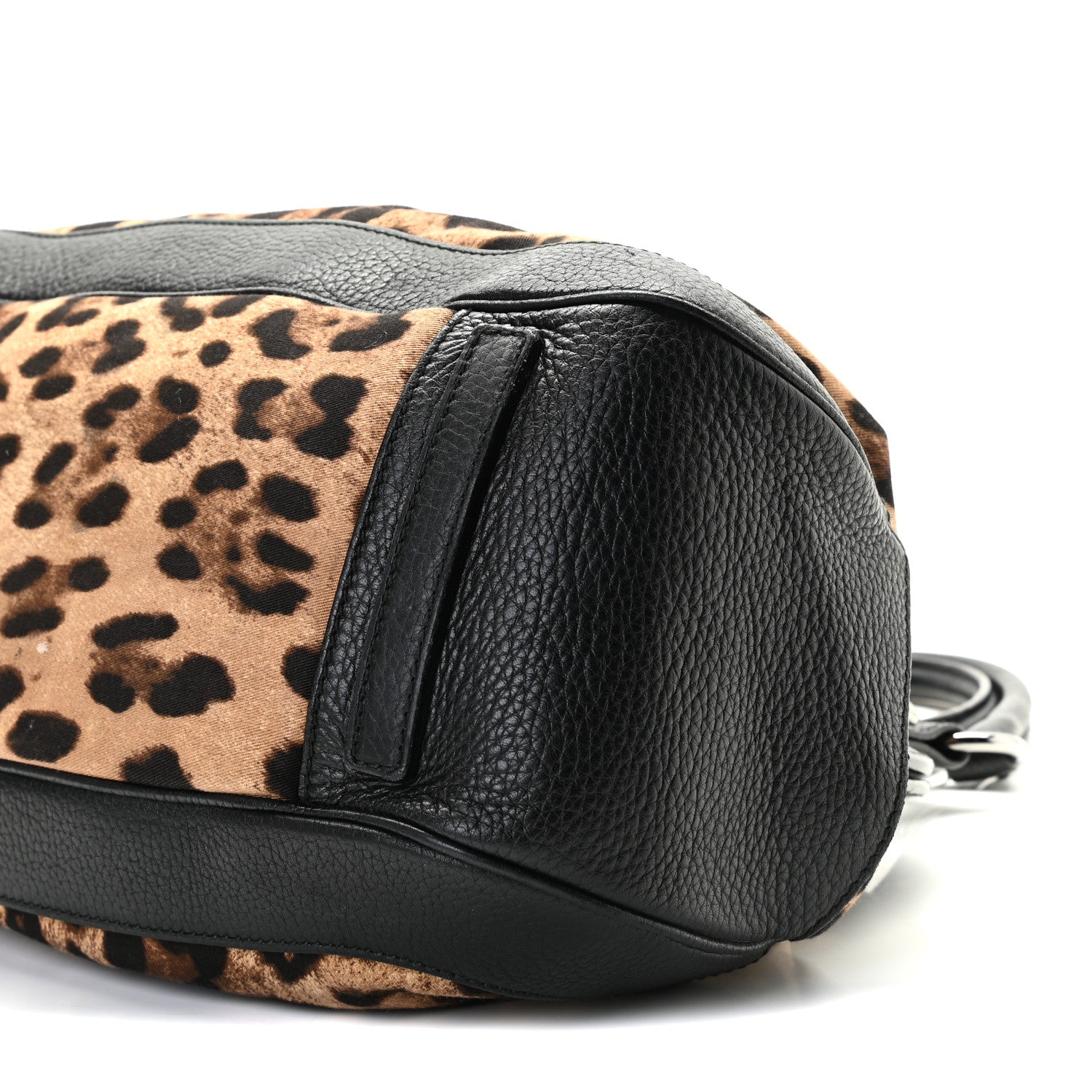 Dolce & Gabbana Calfskin Canvas Leopard Print Animalier Shoulder Bag Black 9 of 13