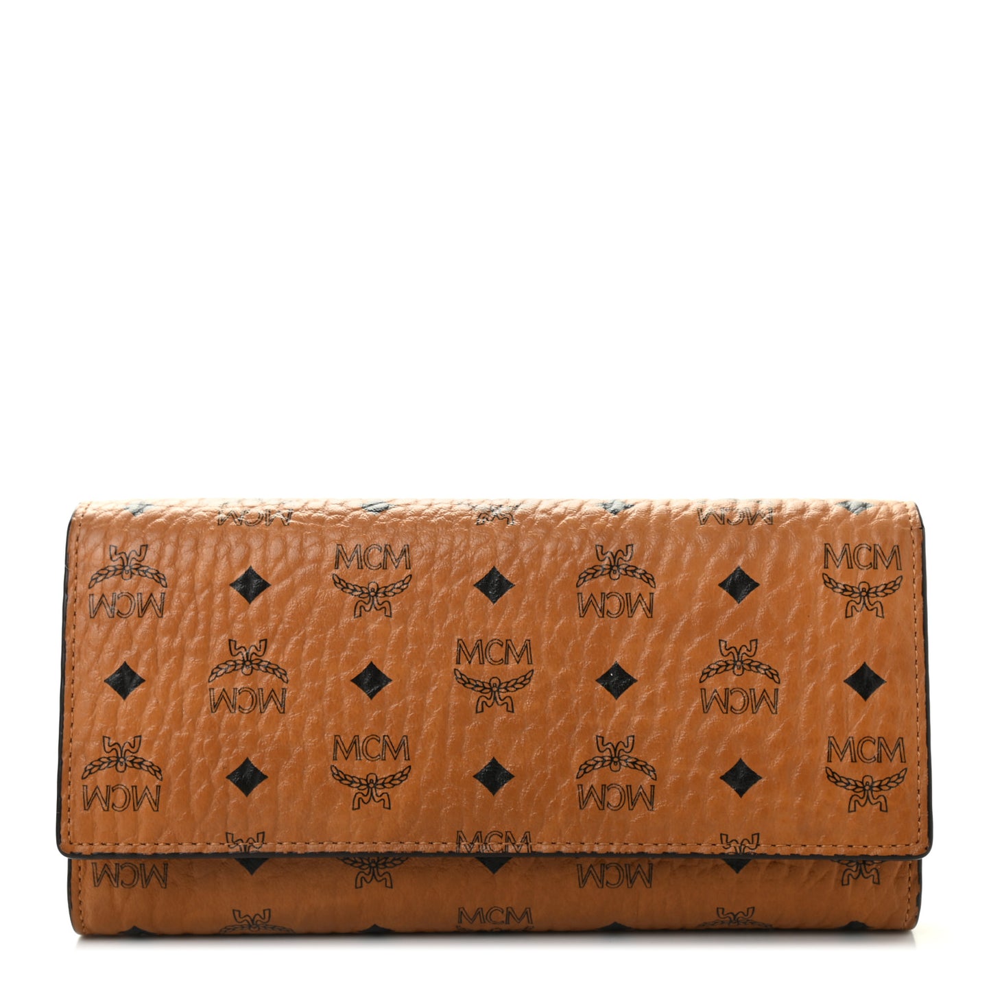 Visetos Large Trifold Flap Wallet Cognac