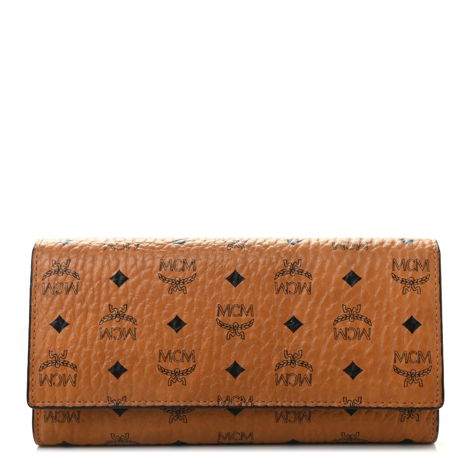 MCM Visetos Large Trifold Flap Wallet Cognac 1 of 9