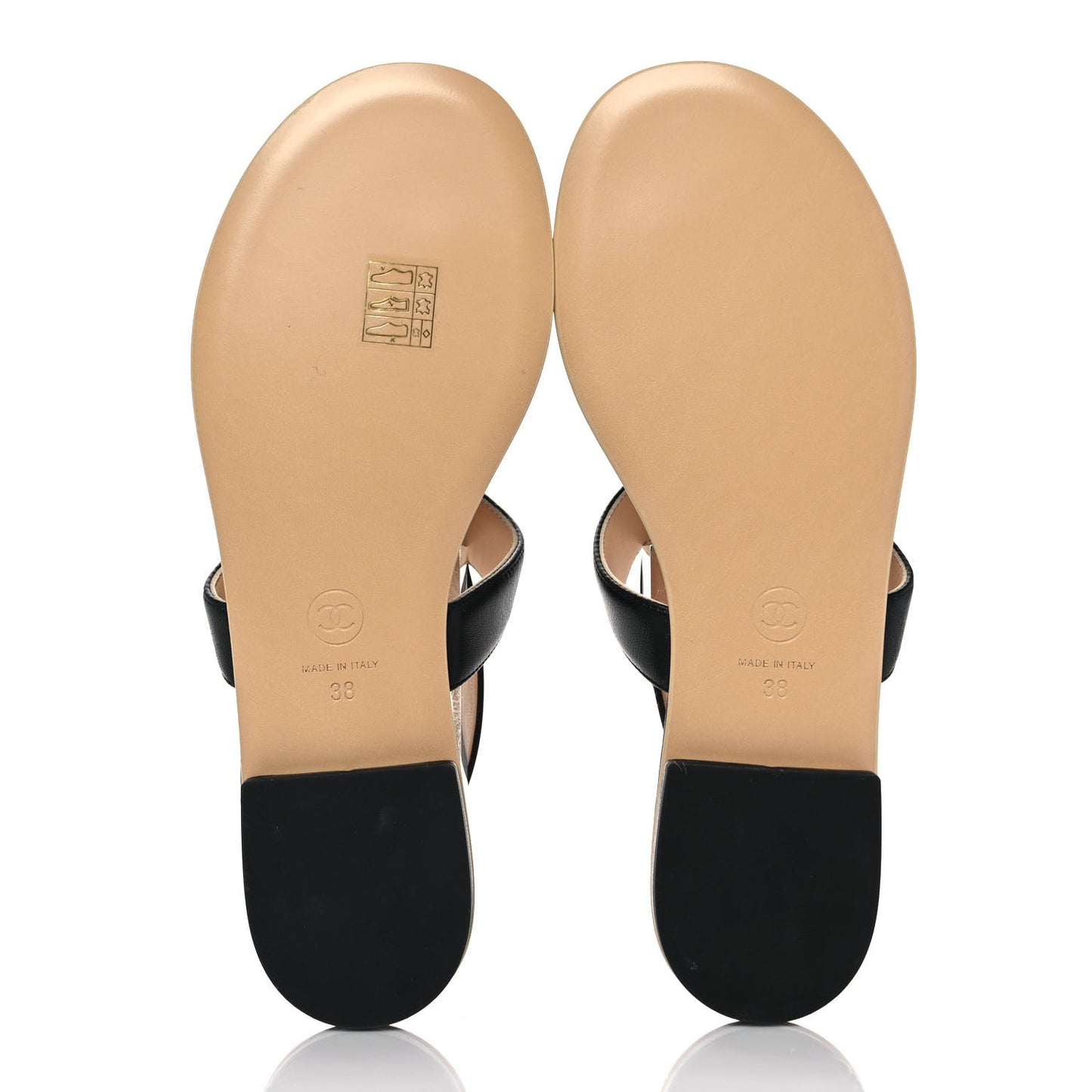 Lambskin Chain CC Thong Sandals 38 Black