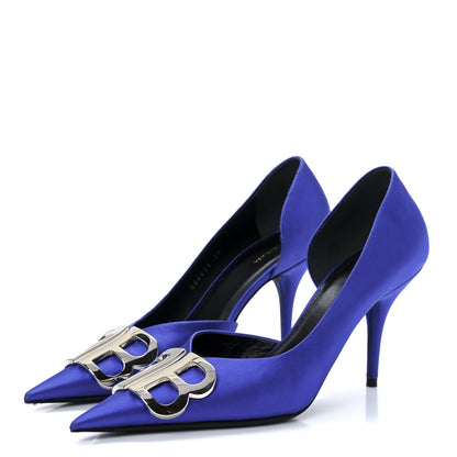 Balenciaga Satin Talon d'Orsay Pumps 38 Bleu 3 of 8