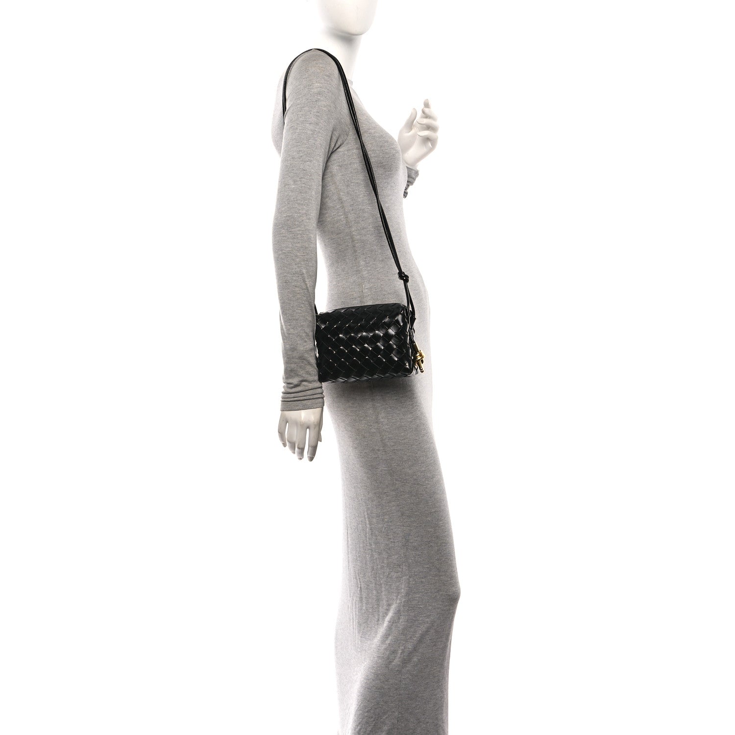Bottega Veneta Polished Nappa Intrecciato Metallic Knot Mini Loop Camera Bag Black 2 of 9
