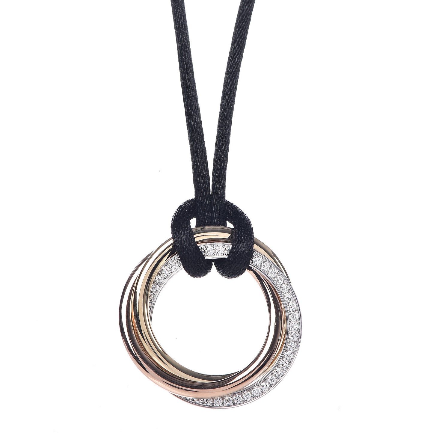 18K Pink Yellow White Gold Diamond Trinity Cord Necklace