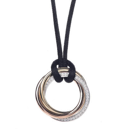 Cartier 18K Pink Yellow White Gold Diamond Trinity Cord Necklace 4 of 7