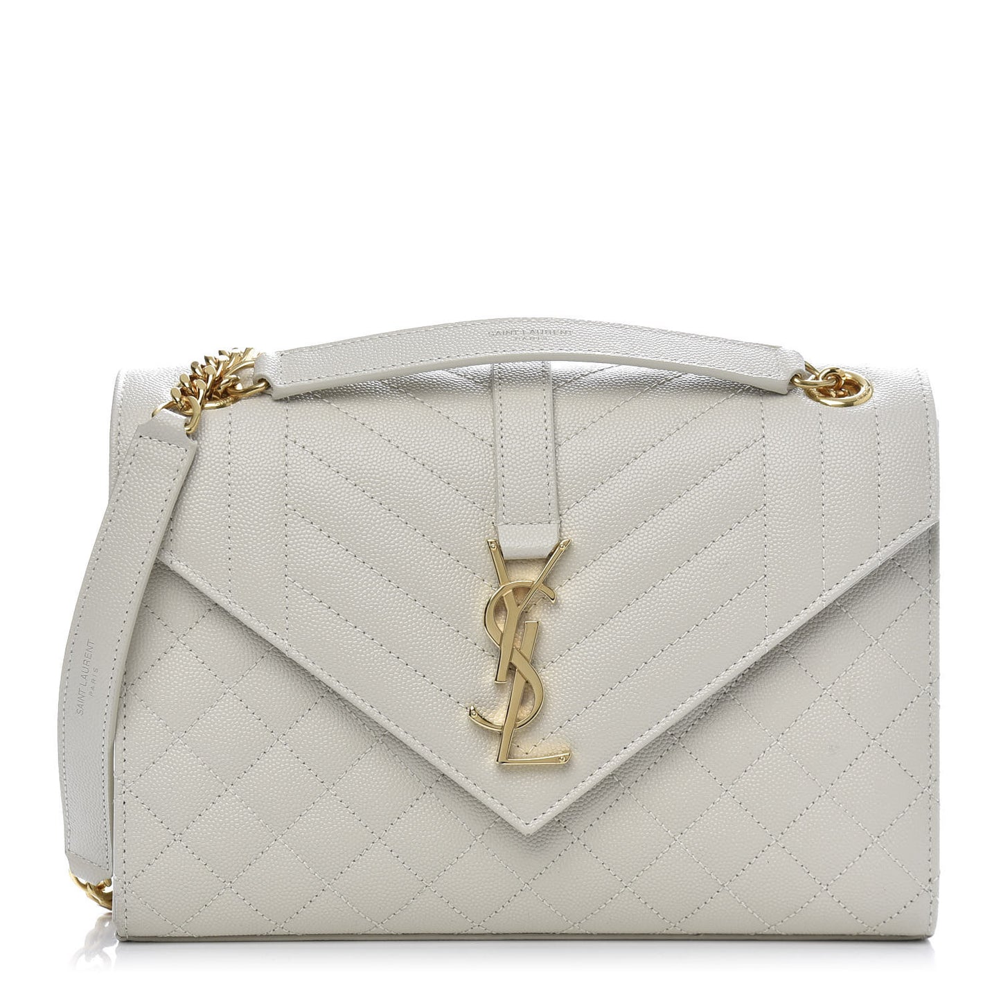 Grain De Poudre Textured Mixed Matelasse Medium Triquilt Monogram Satchel Crema Soft