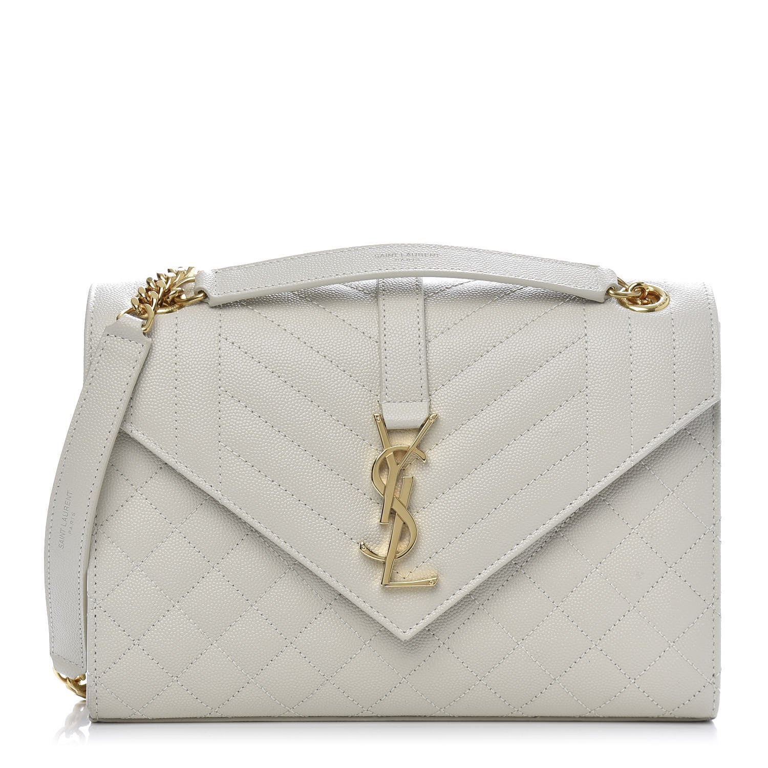 Saint Laurent Grain De Poudre Textured Mixed Matelasse Medium Triquilt Monogram Satchel Crema Soft 1 of 10