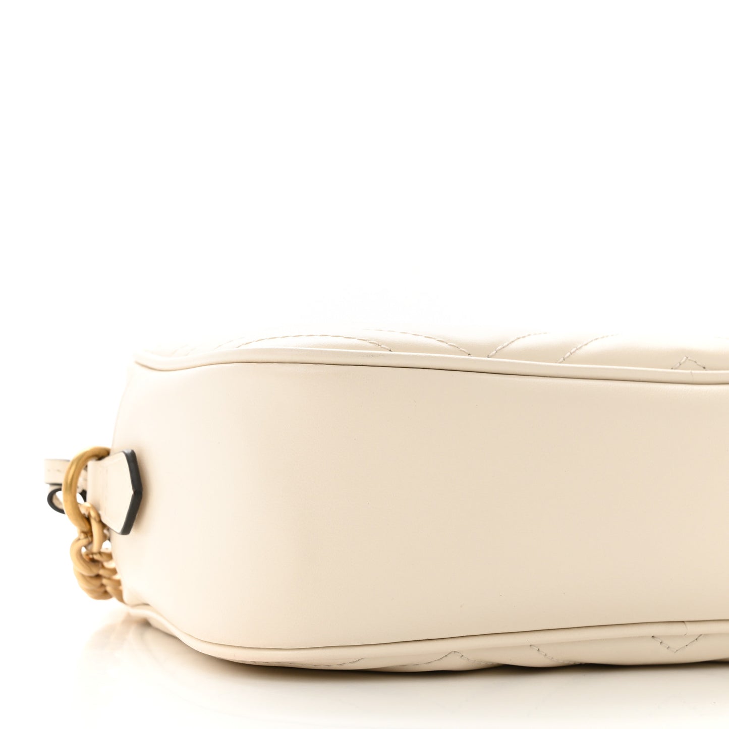 Calfskin Matelasse Small GG Marmont Chain Shoulder Bag White