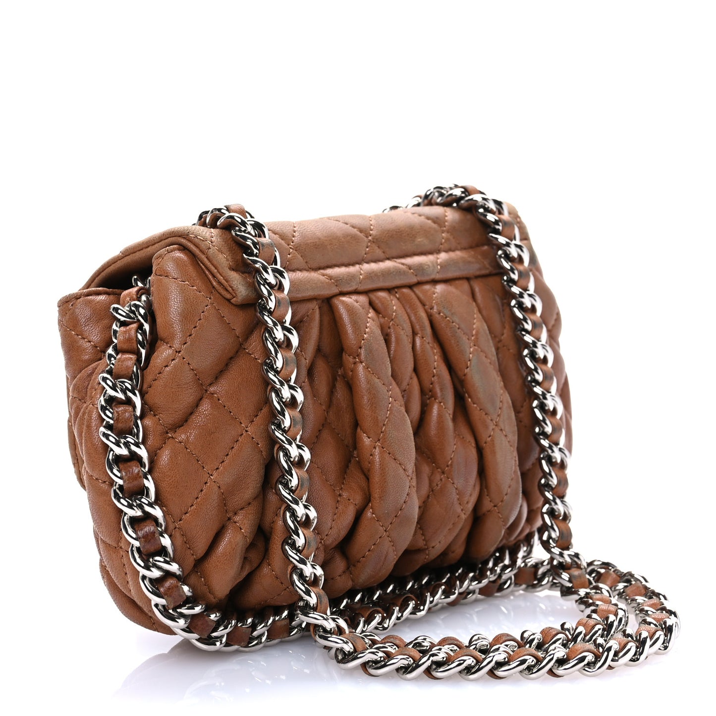 Washed Lambskin Mini Chain Around Messenger Brown