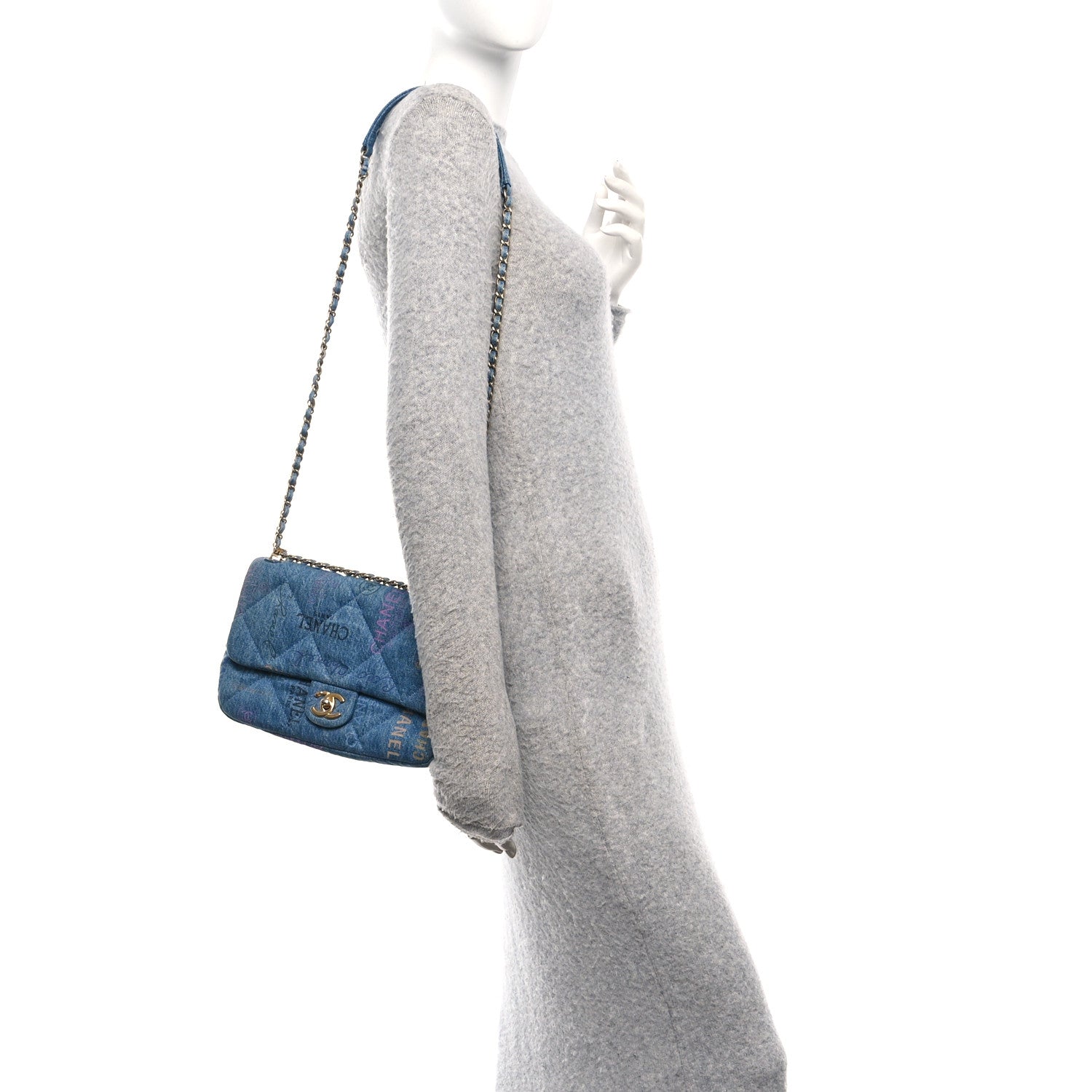 Chanel Denim Quilted Denim Large Mood Flap Blue Multicolor 2 of 10