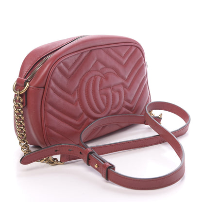 Gucci Calfskin Matelasse Small GG Marmont Chain Shoulder Bag Hibiscus Red 3 of 18
