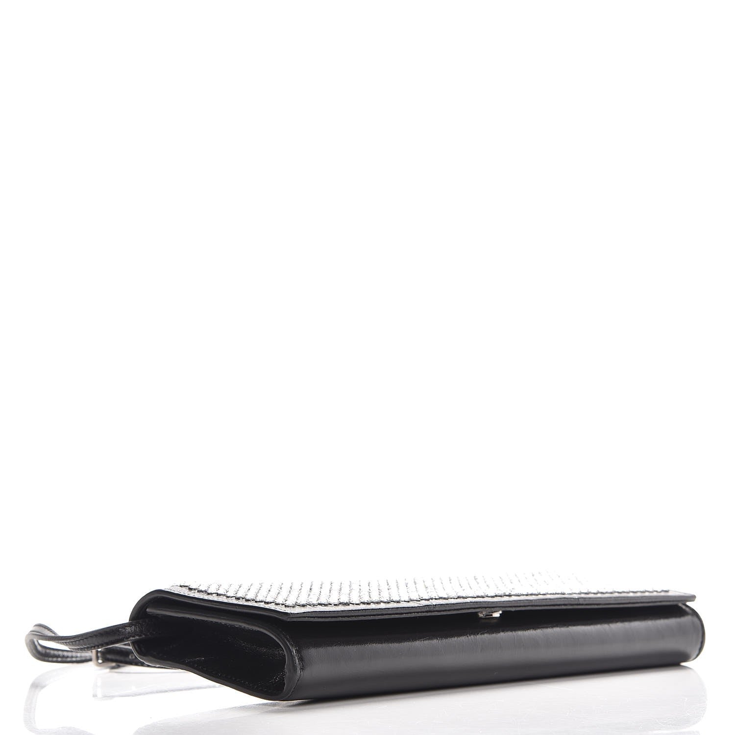 Saint Laurent Glossed Calfskin Crystal Fetiche Clutch Nero Black 4 of 7