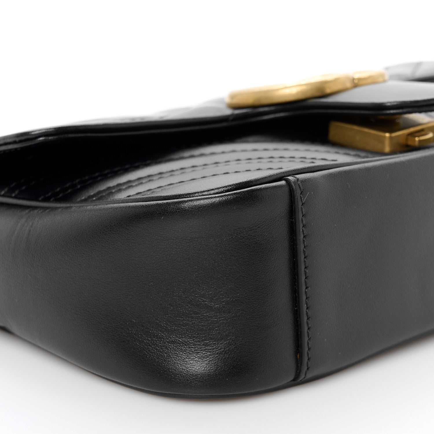 Gucci Calfskin Matelasse Mini GG Marmont Shoulder Bag Black 10 of 11